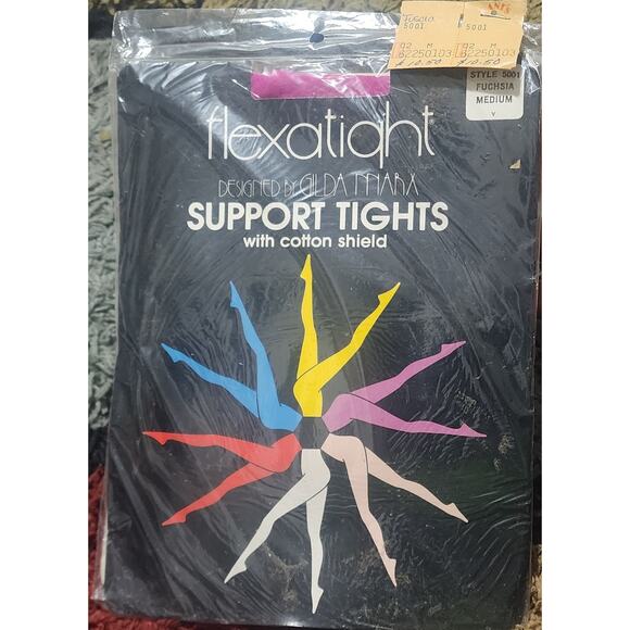 VTG. flexatight body by Gilda  SUPPORT tights #5001 FUCHSIA MEDIUM - Picture 1 of 3